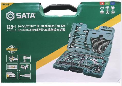 世达工具128+1件6.3*10*12.5汽车维修综合组套09014G